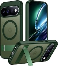 Designed for Google Pixel 11 Pro Case 2026, [Built-in Invisible Kickstand][Compatible with MagSafe][Military Grade Shockproof] Slim Translucent Matte Phone Case-Green