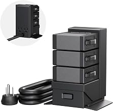 Desktop Charging Station for Nightstand, 120W Retractable Charger | ModDock 3 Modular Charging Hub, 8-in-1 Fast Charger for Multiple Devices, 2 AC, 3 USB C, 33.5in Retractable Cables, Black