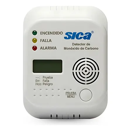 Detector De Monoxido De Carbono A Pilas Con Display Sica Blanco