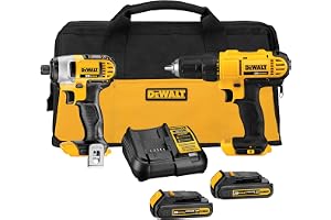 DEWALT 20V MAX Cordless Drill and Impact Driver, Power Tool Combo Kit , Includes 2 Batteries, Charger and Bag (DCK240C2)