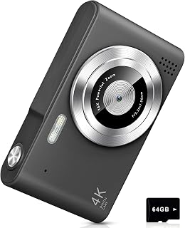 Digital Camera for Kids, UHD 4K with 64G Card 16X Zoom Light & Easy, Black