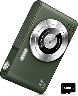 Digital Camera UHD 4K with 64G Card 16X Zoom Light & Easy for Kids, Green