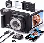 Digital Camera with WiFi, 2-in-1 Camera with Detachable Mini POV Camera, Vlogging & Travel Camera with Flip Screen for Selfies, Video Recording and Content Creation