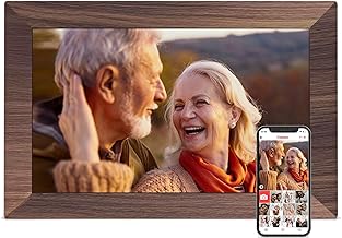 Digital Picture Frame, 10.1 inch Frameo Digital Frame WiFi, 1280 * 800 IPS HD Touchscreen, 32GB Storage, Instant Share Photo Video, Gifts for Mom, House Warming (10.1" Natural Woodgrain 32GB)