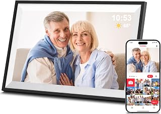 Digital Picture Frame, Frameo 15.6 Inch Large Digital Photo Frame WiFi, 1920 * 1080 IPS FHD Touch Screen, 32GB, Tabletop&Wall-Mounted, Electronic Photo Frame, Share Video, Birthday, Wedding, for Mom