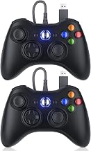 Dinosoo 10ft Replacement for Xbox 360 Controller Wired, PC Controller with Upgraded Joystick, Double Shock, 2.5mm Audio Jack - 2 Pack