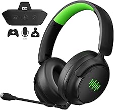 Dinosoo Wireless Bluetooth Headset for Gaming, 3D Surround Sound, Game/Chat Balance, Mic Mute, Foldable Design, Long Battery Life &ndash; Works with Xbox One/Series X/S, PS5, PC, Mac, NS