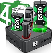 DINOSTRIKE Rechargeable Battery Pack & Charger Station for Xbox Series X|S, Xbox One Controllers - Includes 4 Battery Packs for Xbox with USB-A & USB-C Charging