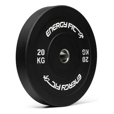 Disco Bumper Olimpico 20 Kg Energy Fit Goma Negra Estandar IWF
