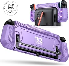 Dockable Purple Case for Switch 2,[Exclusive Pop-up Joy-Con Quick Release][Military-Grade Protection][Stand Compatible] Switch 2 Protective Case with Ergonomic Grip, Shell for Switch 2 Console