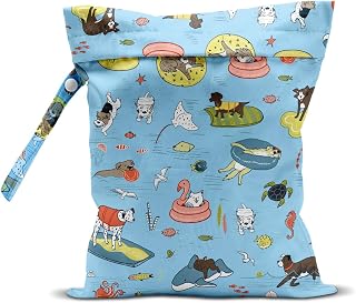 Dog Diaper Bag Reusable Wet Dry Bag for Swimsuit Towels Pool Diapers Dirty Yoga Gym Clothes Beach Vacation Essentials Dog Gifts for Owner Women Men Cute Dog Waterproof Wet Bags Travel Laundry Bags