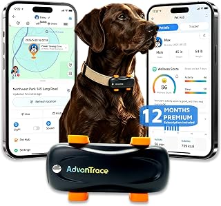 Dog GPS Tracker, Virtual Fence & AI Health Monitor, Waterproof (with 12 M Sub)