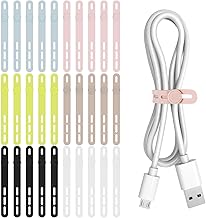 Donruby 30Pcs Silicone Cable Ties - Reusable & Washable with Adjustable Locking Buckles, High Elasticity Cable Management Straps for Home, Office, School, Travel Essential Cord Organizer (6 Colors)