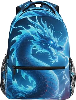 Dragon Blue Lightning Backpack 3rd 4th 5th Grade School Bookbags Travel Laptop Daypack Bag Purse for Boys Girls Teens