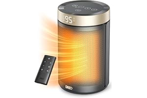 DREO Space Heater, Portable Electric Heaters for Indoor Use with Thermostat | 2026 Upgraded, 34dB Quiet, 12H Timer, 5 Mode, Remote, 1500W PTC Ceramic Fast Safety Heat for Office Bedroom Home, Gold