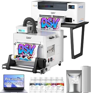 DSV 14'' A3 DTF Printer with i3200 Industrial Printhead, Shaker,Purifier & PC &ndash; Complete Commercial DTF System, 4X Speed vs L1800,24/7 Auto-Maintenance & White Ink Circulation, 2-Year Ink Include