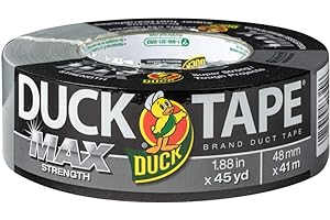 Duck Brand Max Strength Silver Duct Tape, 1.88 in x 45 Yds, Single Roll | Duck Tape is Easy to Tear Yet Tough Enough for All Your Heavy Duty and DIY Repair Tape Needs