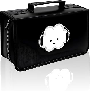 DVD Case CD Storage,128 Capacity Cute Cloud Music CD Cases Holder DVD Storage Case Holders CD DVD Disc Case Storage Wallet Binder for Car Home Office Travel (128 Cloud Black)