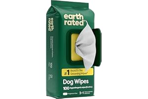 Earth Rated Pet Wipes for Dogs and Cats, Hypoallergenic, 3-in-1 Cleaning, Deodorizing and Hydrating, for Grooming Paws, Body and Butt, Unscented, 100 Count
