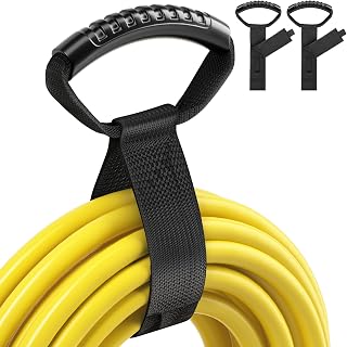 Easy-Carry Extension Cord Storage Straps 14"(2 Pack) Black Carrying Strap Heavy Duty Hook and Loop Cord Organizer with Handle for Garage Hose Storage, Garden Pool Hoses, Cables etc
