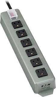 Eaton Tripp Lite series 6-Outlet Heavy Duty Power Strip, Metal, Mountable (Wall Mount & Under Desk) 15ft Extension Cord, On/Off Switch Cover, Industrial Garage Shop Work Bench Applications (UL24CB-15)