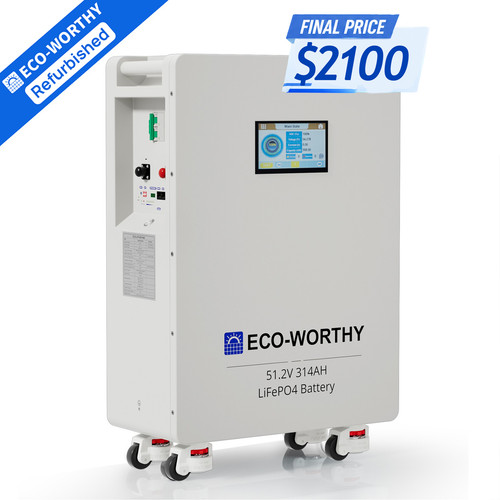 ECO-WORTHY 16.07kWh 48V 314AH LiFePO4 Battery Vertical Standing Solar Backup UPS