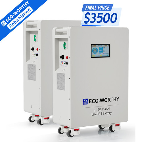 ECO-WORTHY 2Pack 48V 314AH (32.15kWh) LiFePO4 Battery Vertical Standing Backup