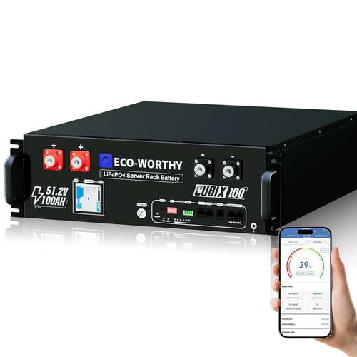 ECO-WORTHY 5.12kWh 48V 100AH Lithium Battery Server Rack UL1973&UL9540A CEC