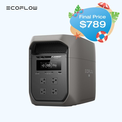 EcoFlow 2048Wh Portable DELTA 3 Max 2400W Power Station  Backup & RV Camping