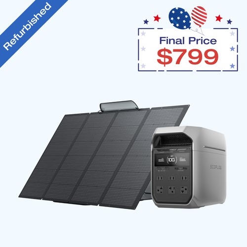 EcoFlow DELTA 3 Plus 1024Wh Portable Power Station+400W Solar Panel Refurbished
