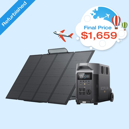 EcoFlow DELTA Pro 3600Wh+400W Solar Panel Solar Generator Certified Refurbished