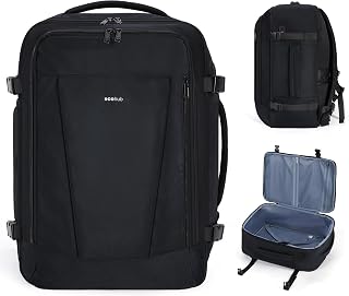 ECOHUB 35L TSA Friendly Travel Laptop Backpack for Men and Women, Large Carry-On Business Backpack with 17.3 In Laptop Compartment, Waterproof Oxford Fabric, Anti-Theft Pocket, Multiple Pockets, Black