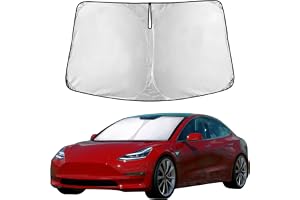 EcoNour Windshield Sun Shade Compatible for Tesla Model 3 & Model Y Juniper 2017-2024 2025 2026, Sun Visor for EV Front Window Sunshade, Foldable Heat & UV Protector, Car Accessories
