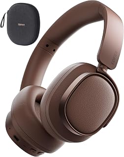 Edifier ES850NB Active Noise Cancelling Headphones, Over Ear Bluetooth Headset, 92H Playtime Wired & Wireless Hi-Res Audio Certified, Fast Charging Clear Calls for Home Office Travel - Brown | 92H Playtime, Wired & Wireless Hi-Res Audio, Fast Charging, Cl