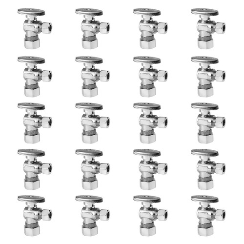 EFIELD 20PCS  5/8" OD (1/2" NOM) X 3/8" OD 1/4TURN COMPRESSION ANGLE STOP VALVE