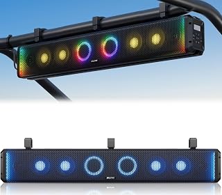 Ehaho 34 Inch 8-Speaker UTV Sound Bar with Bluetooth, RGB, IP66 Waterproof | 600W Peak Power, Deep Bass, BT5.4 & Auracast, Music-Sync RGB, USB/AUX, Fits 1"-2" Roll Cages for UTV, Golf Cart, SXS & ATV