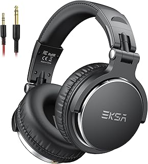 EKSA Wired Over Ear Headphones,Studio Monitor Headphone with Stereo Sound,Hi-Res DJ Stereo Headphones - 1/4 to 3.5mm Audio Jack for AMP Computer Recording Mixing Podcast Guitar Piano PC Gaming