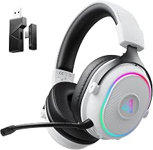 EKSA Wireless Gaming Headset with Detachable Microphone for PC,PS5,PS4 | Bluetooth Gaming Headphones with RGB, 30ms Latency, 50H Battery for Switch,Mobile,Mac,Computer, Stereo Sound Wired PC Headset