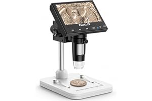 Elikliv Microscope, LCD Digital Coin Microscope 1000x, Coin Magnifier with 8 Adjustable LED Lights, PC View Compatible with Windows/MacBook, EDM4, 4.3-Inch
