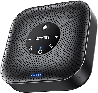 EMEET Conference Speakerphone M0 Plus, 4 AI Mics 360&deg; Voice Pickup, Noise Reduction, USB C Speaker, Bluetooth Conference Speaker for 8 People w/Daisy Chain for 16 Compatible with Leading Software