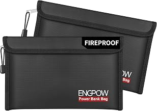 ENGPOW Fireproof Organizer Travel Safe Bag, Portable Electronic Carry Case | Heat Insulated＆Explosion-Proof, Home Travel Storage for Power Bank,Phone,Cables,USB Drive,Charging Protection, 2 Pack, Black