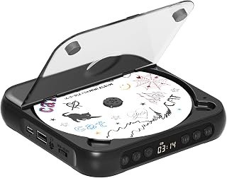 ENVYCLOUD CD Player Portable with Dual Stereo Speakers, Rechargeable Portable CD Player with Bluetooth for Home with Headphones,Black