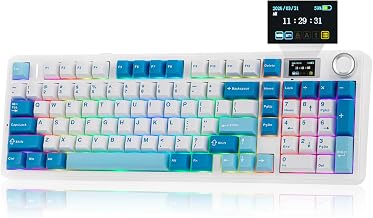 EPOMAKER Aula F99 MAX Wireless Mechanical Keyboard, Smart Screen & Knob | 8000mAh, 2.4Ghz/BT Creamy Keyboard, Pre-Lubed Switch, Hot-Swappable, RGB Backlit, Custom Software (Black)