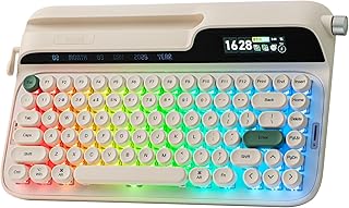EPOMAKER Glyph Wireless Typewriter Retro Mechanical Keyboard, Screen & Knob & Lever, Wrist Rest, Round PBT Keycap, Hot Swap, RGB, Custom Software, Top-Mount, 75% Creamy Keyboard for PC/MAC