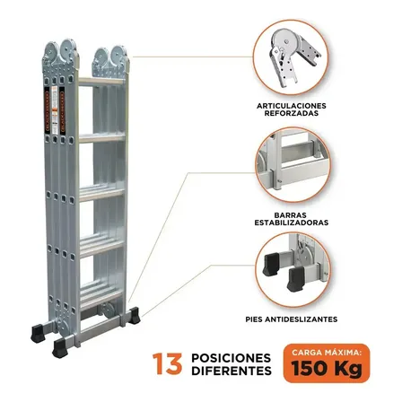 Escalera Articulada Black + Decker 20 Escalones 4x5 150 Kg Profesional