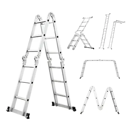 Escalera Articulada De 3,5 Mts Plegable 12 Escalones 3x4 Color Gris