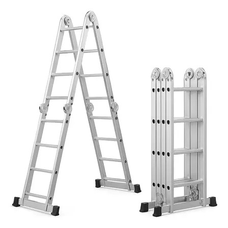 Escalera Articulada Multi Branx Aluminio 4x4 16 Escalones Plateado
