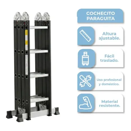 Escalera Articulada Multifunci&oacute;n 4x3 Dakota De Aluminio 12 Escalones