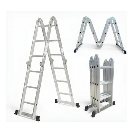 Escalera Articulada Multiproposito 12 Escalones Bestool 4x3 Plateado