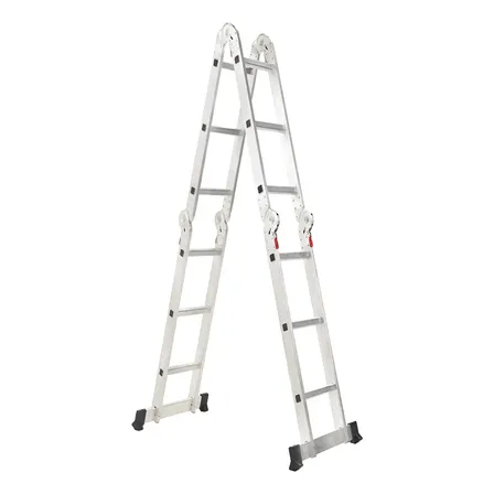 Escalera Articulada Plegable 4x3 Aluminio Multifunci&oacute;n Klugan 12 Escalones Gris